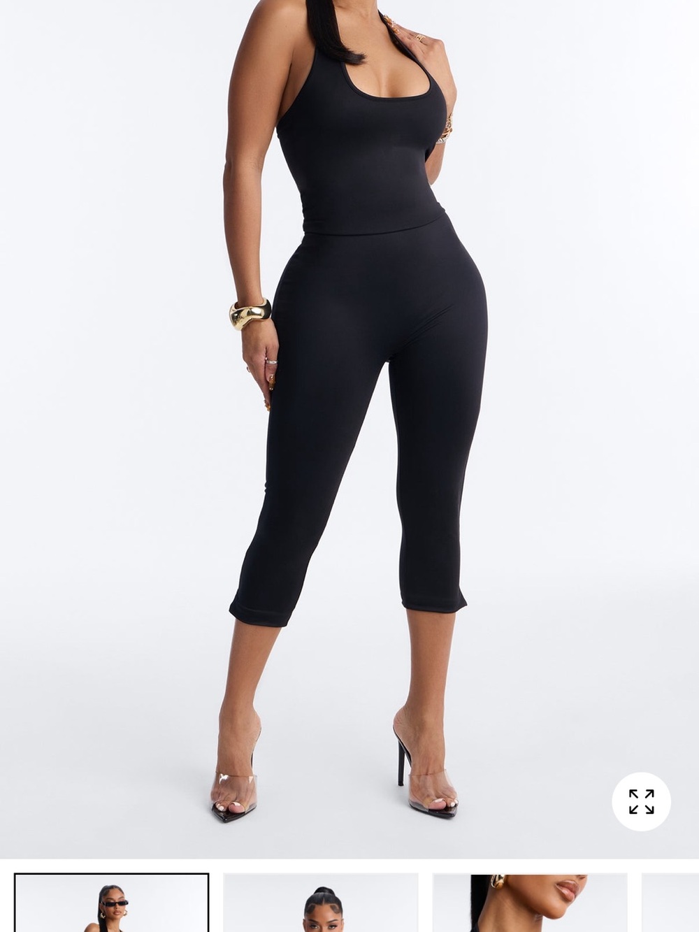 Fashion Nova Black Capri Jumpsuit